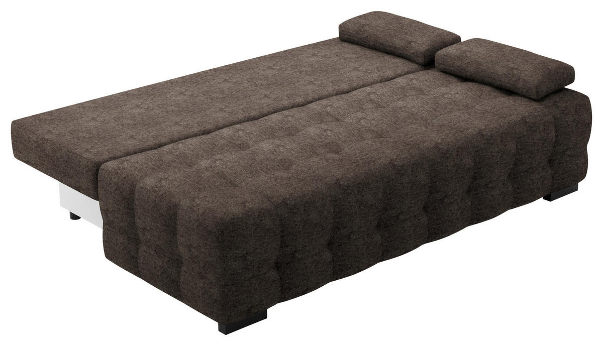 SCHLAFSOFA in Velours Graubraun  - Graubraun/Schwarz, KONVENTIONELL, Kunststoff/Textil (209/96/100cm) - Stylife