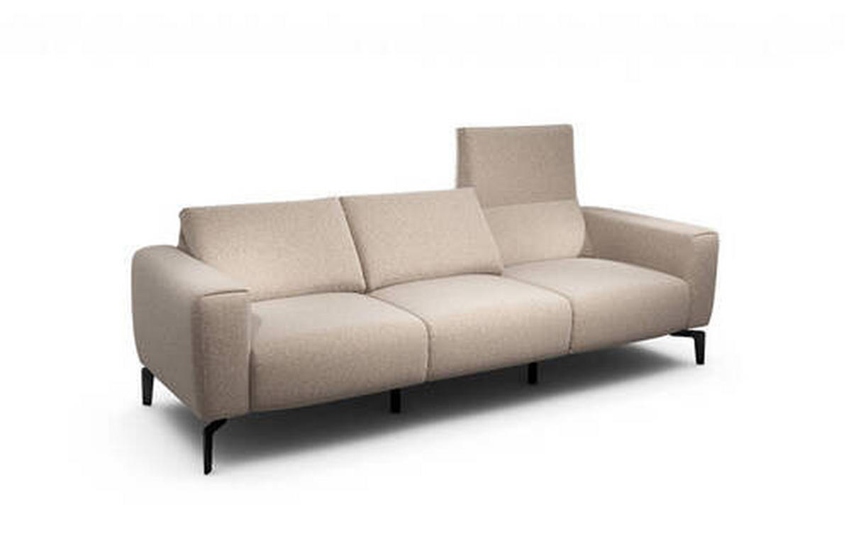 3-SITZER-SOFA in Chenille Sandfarben  - Sandfarben/Schwarz, Design, Textil/Metall (250/86/86-94cm) - SENSOO