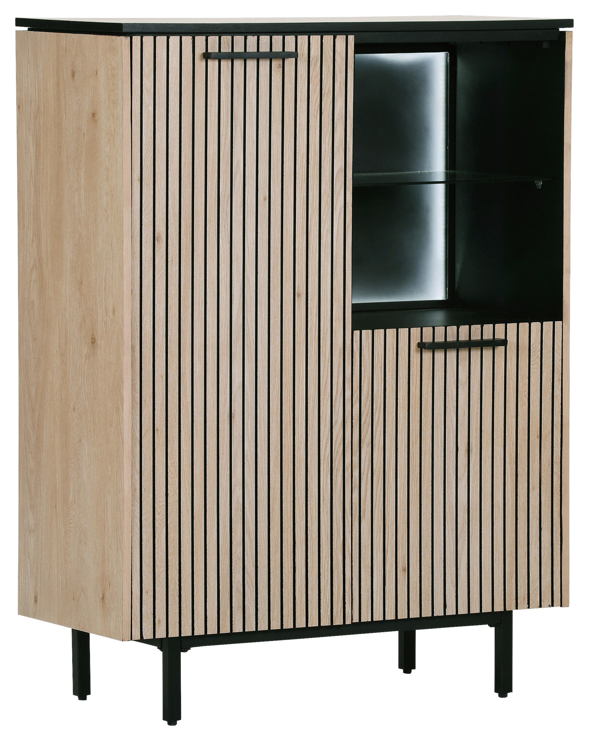 HIGHBOARD  in 90/120/43 cm  - Eichefarben/Schwarz, Trend, Holzwerkstoff/Metall (90/120/43cm) - Carryhome