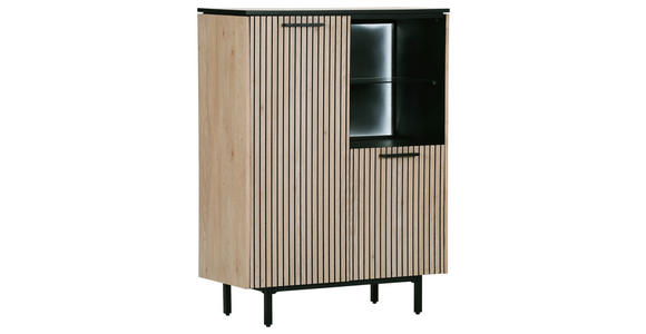 HIGHBOARD 90/120/43 cm  in Schwarz, Eichefarben  - Eichefarben/Schwarz, Trend, Holzwerkstoff/Metall (90/120/43cm) - Carryhome