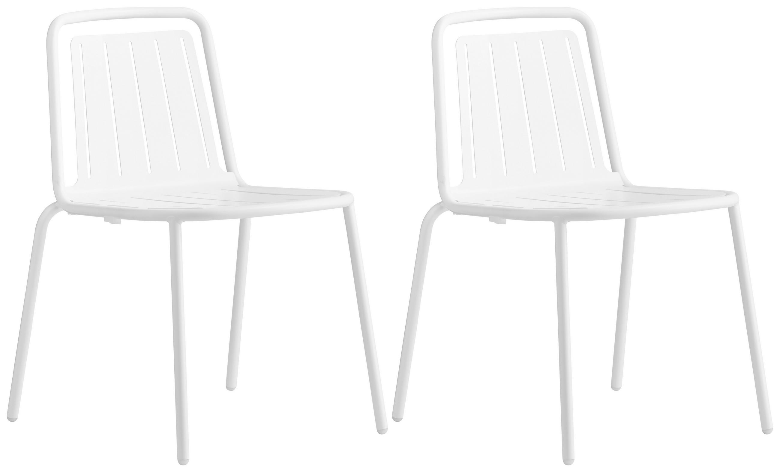 GARTENSTUHL-SET Edelstahl Weiß  - Weiß, Basics, Metall (54/79/57cm) - Connubia 