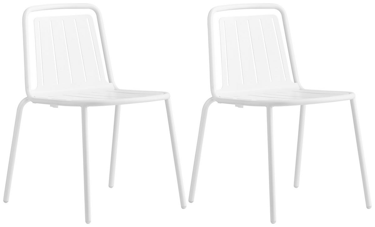 GARTENSTUHL-SET Edelstahl Weiß  - Weiß, Basics, Metall (54/79/57cm) - Connubia 