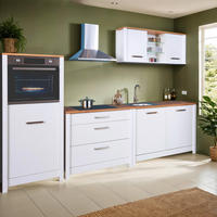 KÜCHENLEERBLOCK 300 cm   in Weiß, Eiche Artisan  - Silberfarben/Weiß, MODERN, Glas/Holzwerkstoff (300cm) - home24