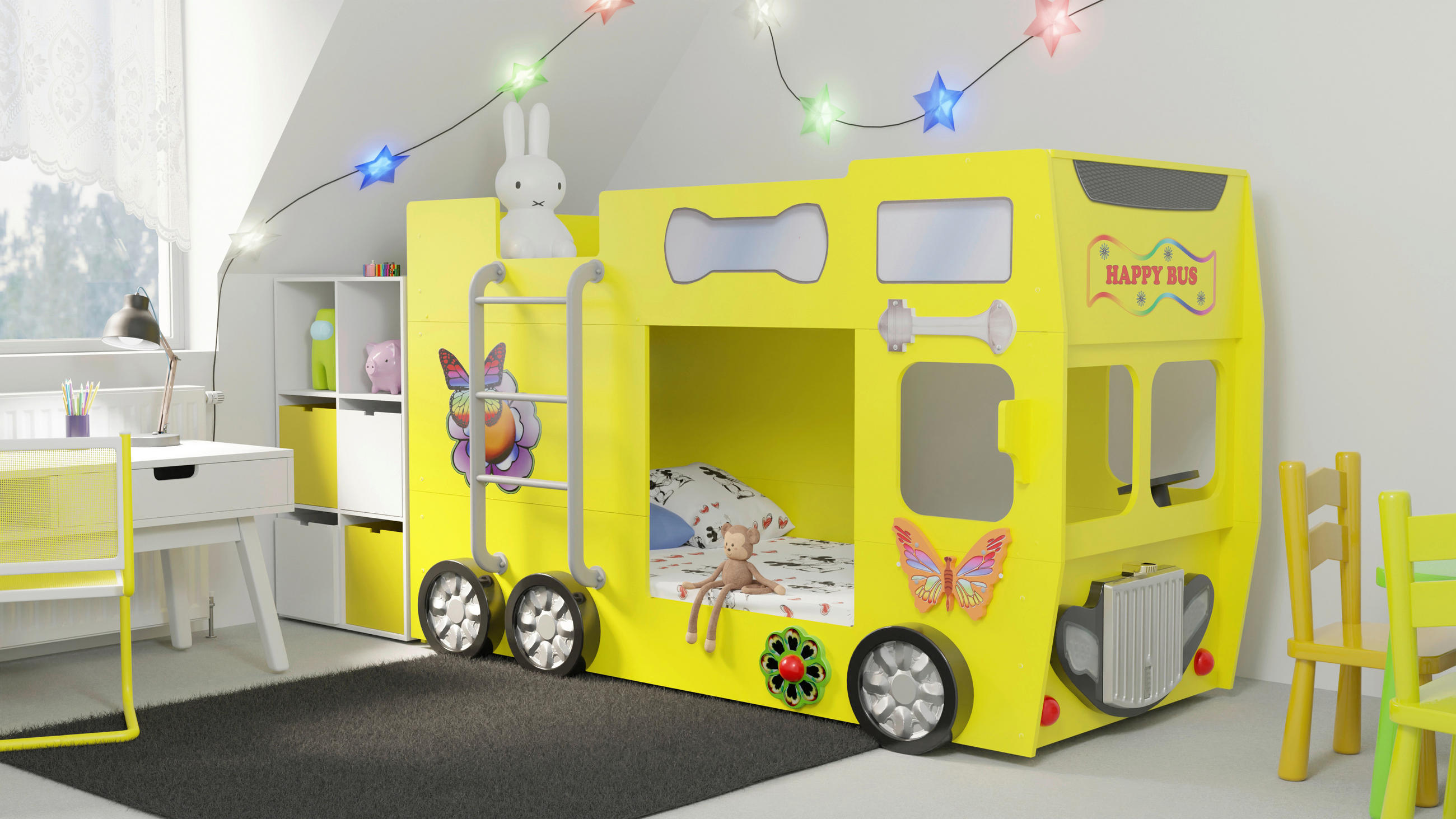 Autobett 90/190 cm Gelb Gelb  - Gelb/Weiß, LIFESTYLE, Holz/Holzwerkstoff (90/190cm) - Livetastic