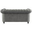 CHESTERFIELD-SOFA Samt Grau, Schwarz  - Schwarz/Grau, Trend, Holz/Textil (165/73/87cm) - Xora