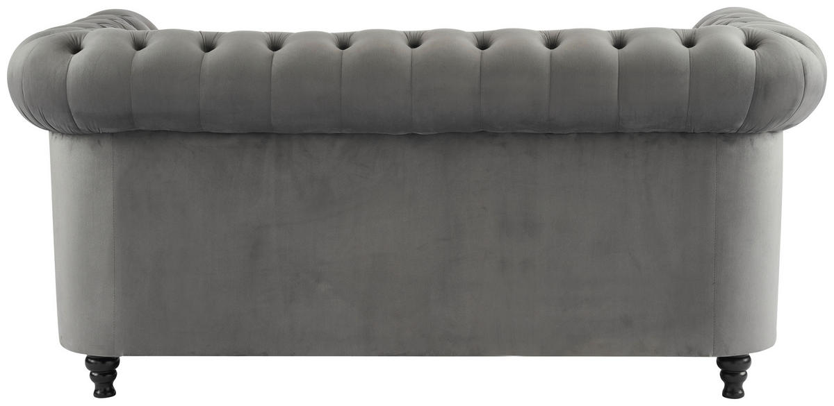 ZOFA CHESTERFIELD,  siva, črna les, tekstil  - siva/črna, Trend, tekstil/les (165/73/87cm) - Xora