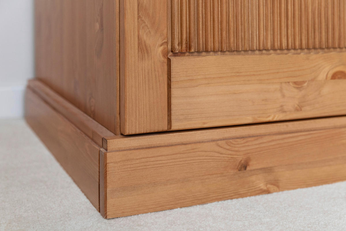 NACHTSCHRANK 54/61/36 cm Kiefer massiv  - Eichefarben/Silberfarben, KONVENTIONELL, Holz/Metall (54/61/36cm) - Linea Natura