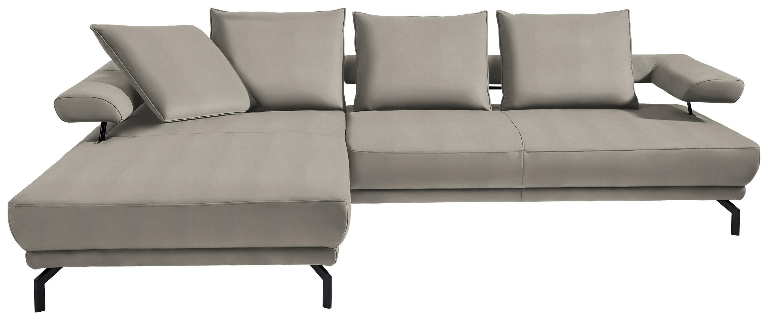 ECKSOFA in Mikrofaser Silberfarben  - Silberfarben/Schwarz, Design, Textil/Metall (224/305cm) - Dieter Knoll