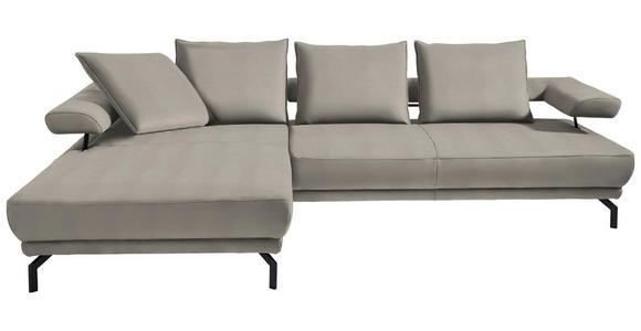 ECKSOFA in Mikrofaser Silberfarben  - Silberfarben/Schwarz, Design, Textil/Metall (224/305cm) - Dieter Knoll