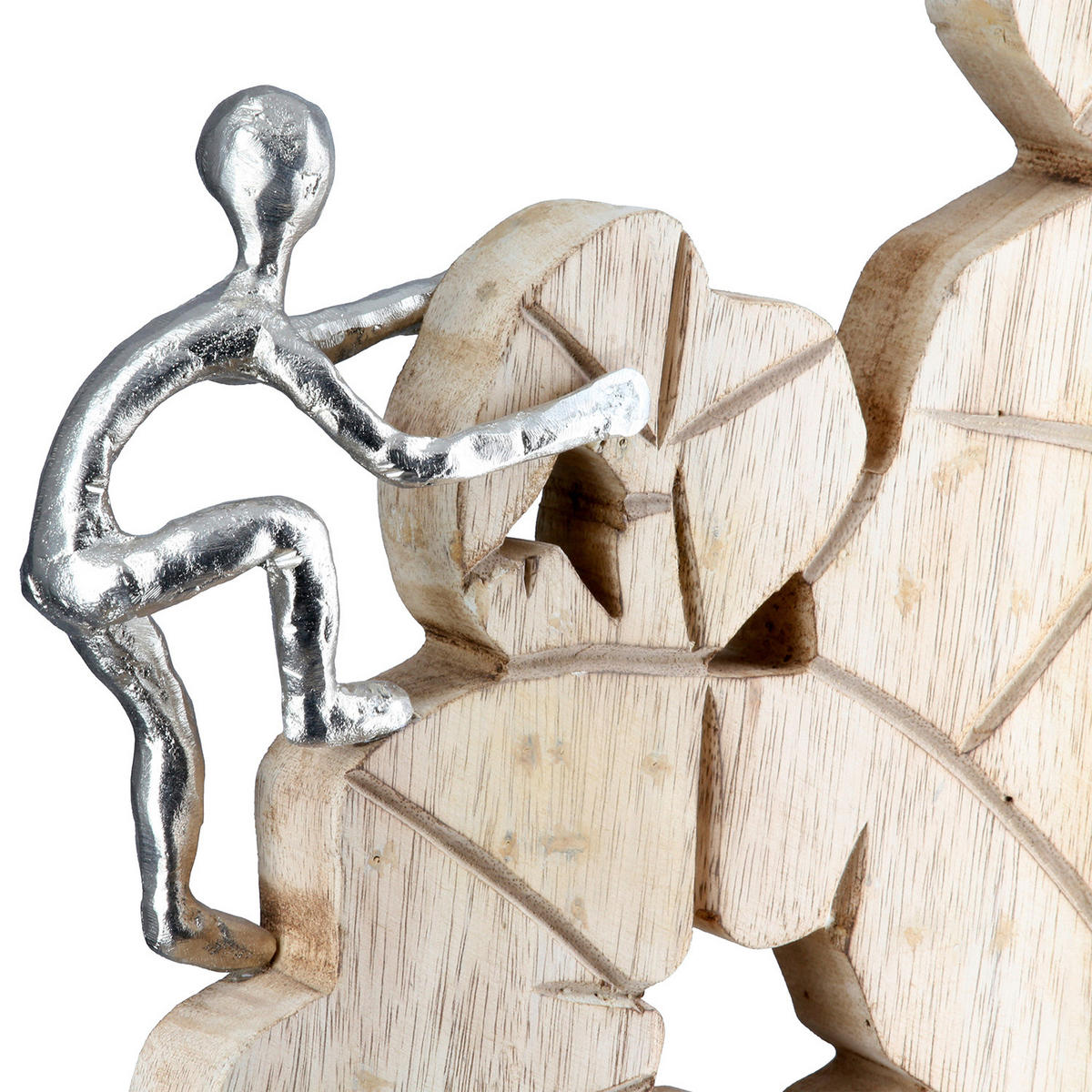SKULPTUR - Silberfarben/Beigebraun, Basics, Holz/Metall (29/45/9cm)