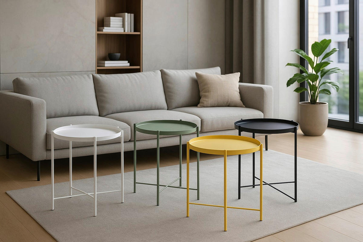 BEISTELLTISCH 47,5/47,5/53 cm Gelb rund  - Gelb, Design, Metall (47,5/47,5/53cm) - MID.YOU