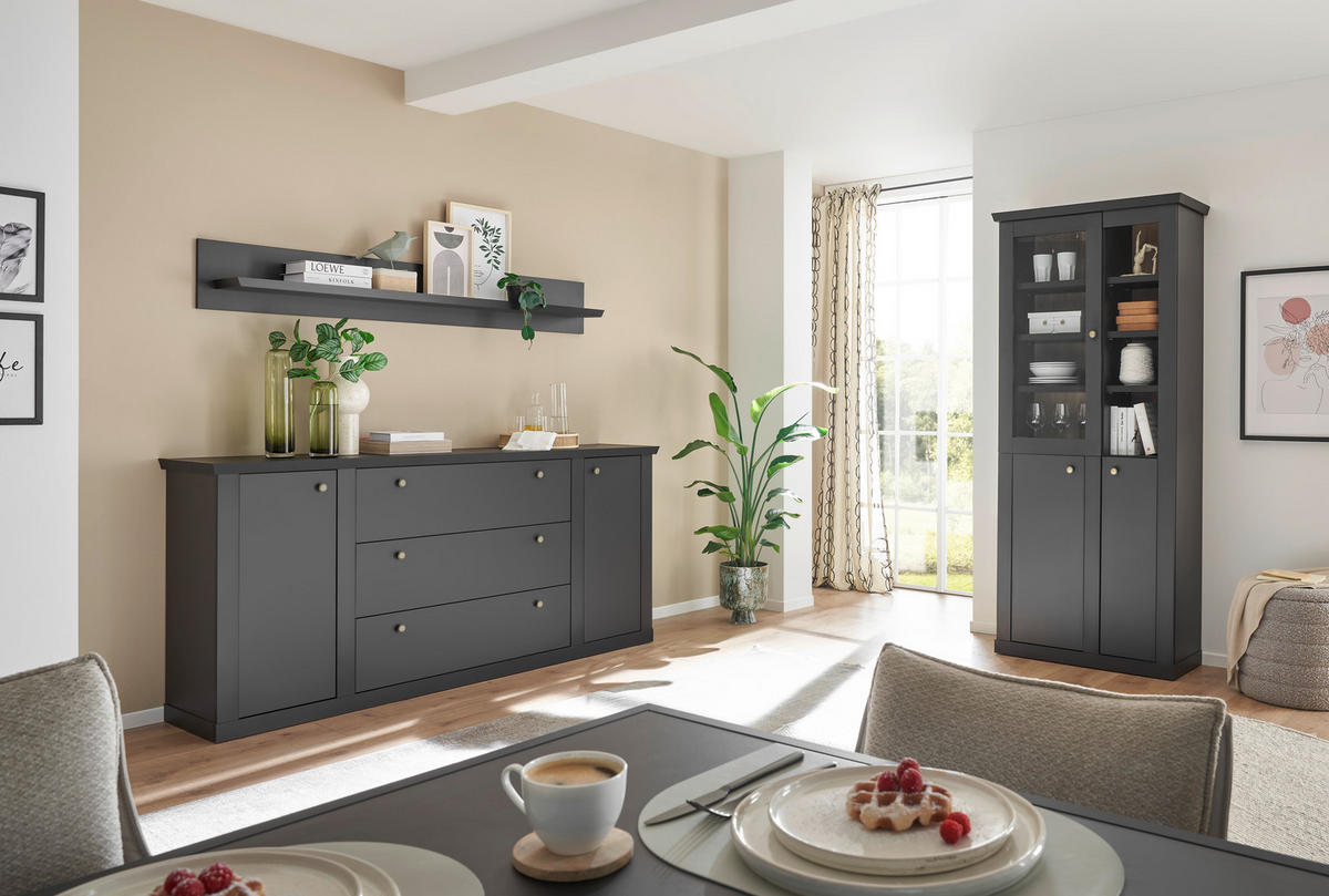 WANDBOARD Holzwerkstoff Schwarz  - Schwarz, Design, Holzwerkstoff (180/25/22cm) - MID.YOU