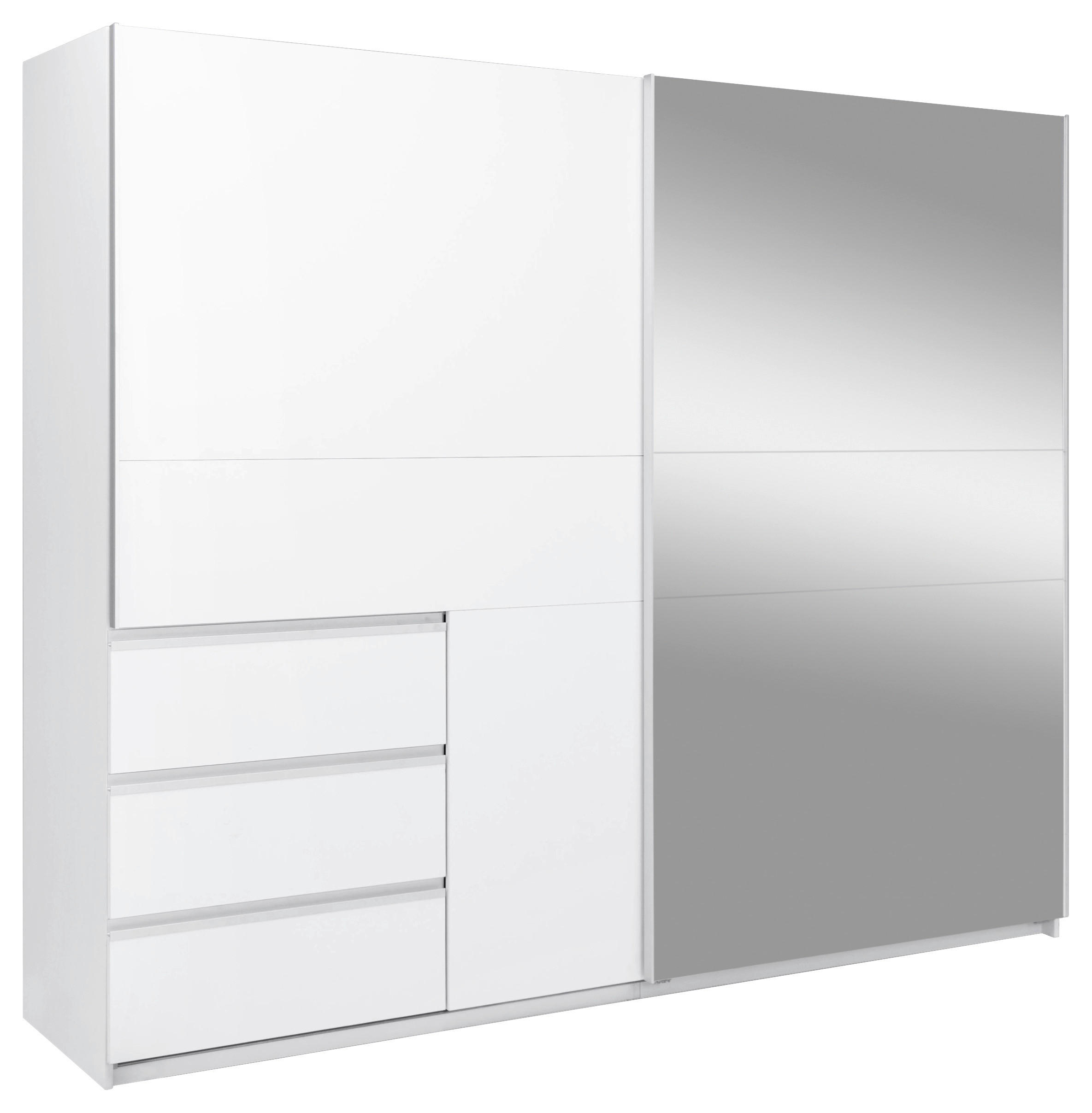 SCHIEBETÜRENSCHRANK 250/205/61,5 cm 2-türig Weiß  - Weiß, MODERN, Holzwerkstoff/Metall (250/205/61,5cm) - MID.YOU