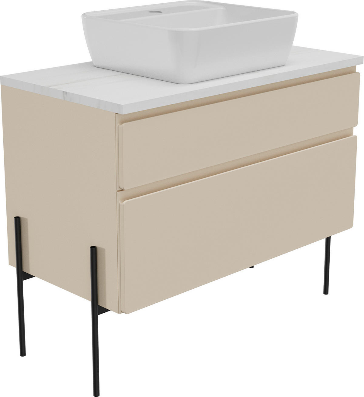 WASCHBECKENUNTERSCHRANK 90/55/47 cm  - Greige/Weiß, MODERN, Holzwerkstoff (90/55/47cm) - Welnova