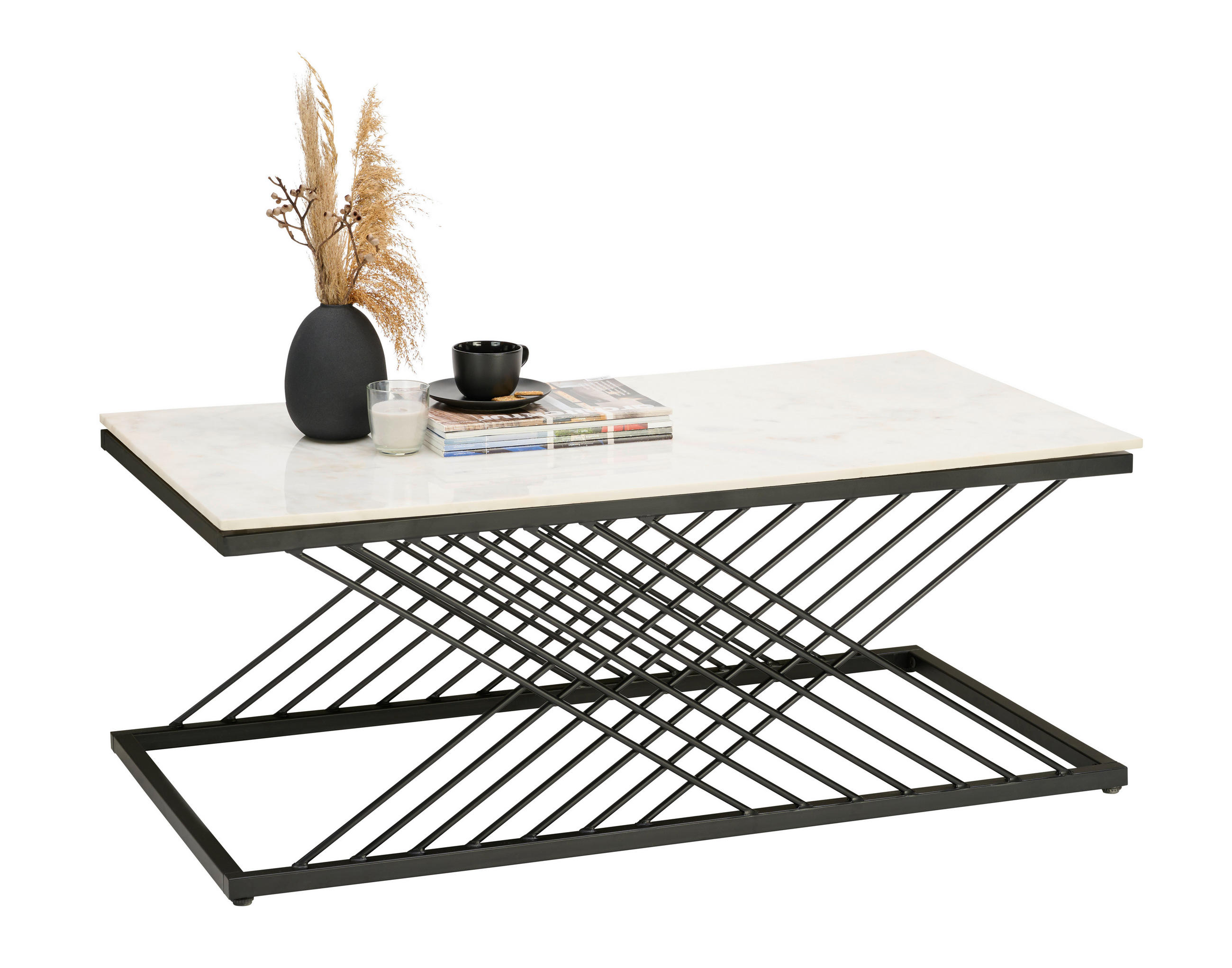 KLUB STOLIĆ crna, bijela metal, kamen - bijela/crna, Design, kamen/metal (115/60/45cm) - Novel