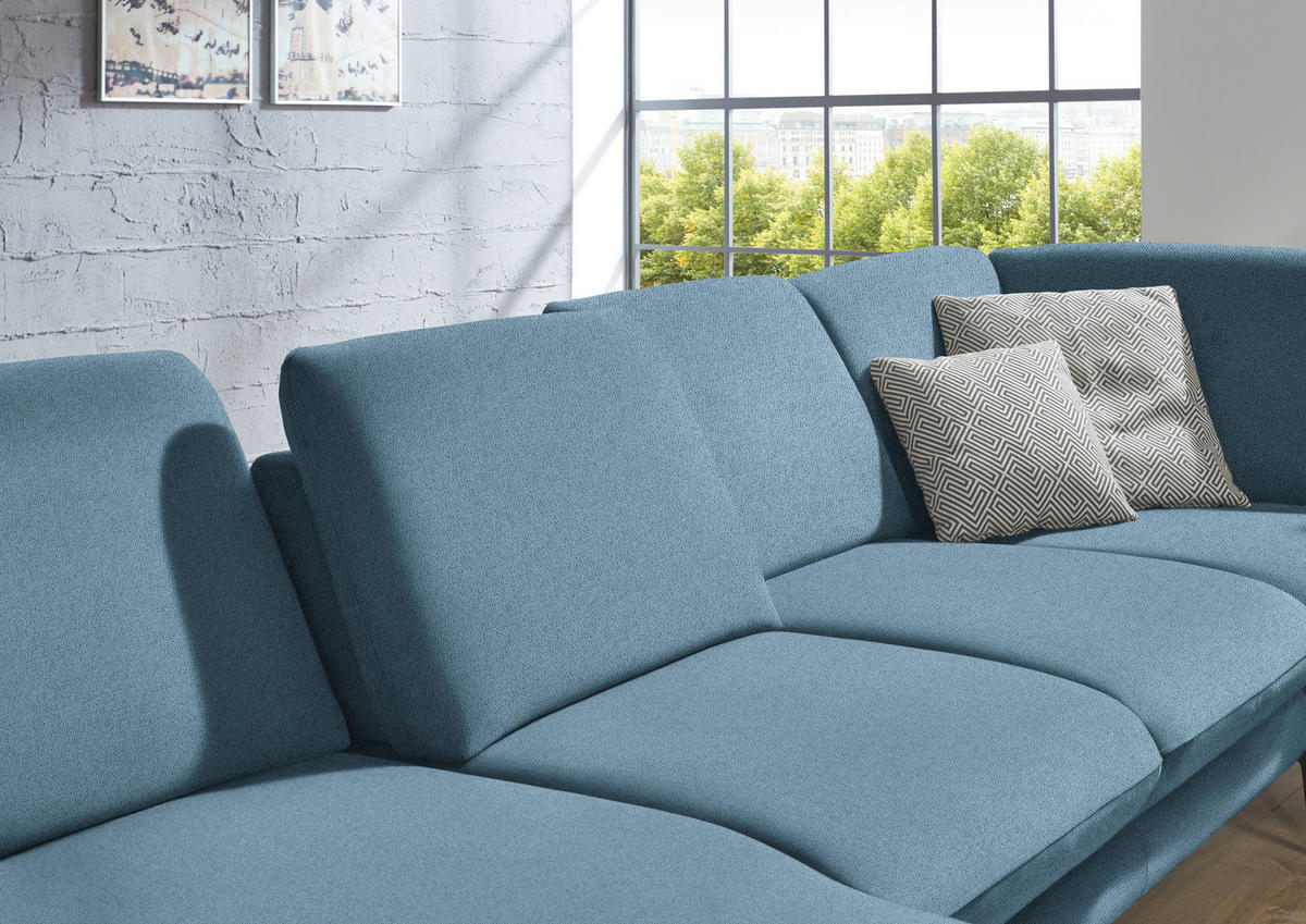 WOHNLANDSCHAFT in Webstoff Blau  - Blau/Schwarz, Design, Textil/Metall (180/344/208cm) - Dieter Knoll