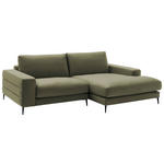 ECKSOFA in Velours Olivgrün  253/177 cm  - Schwarz/Olivgrün, Design, Textil/Metall (253/177cm) - Dieter Knoll