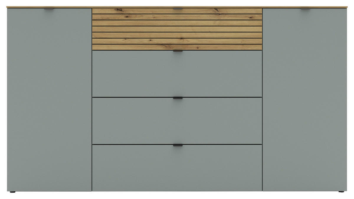 SIDEBOARD 181/99/41 cm  in Grün, Eiche Artisan  - Schwarz/Eiche Artisan, Modern, Holzwerkstoff/Metall (181/99/41cm) - Voleo
