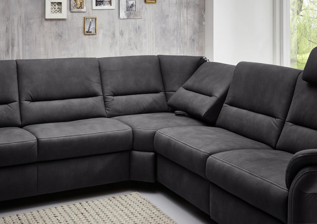 WOHNLANDSCHAFT Grau Mikrofaser  - Beige/Alufarben, Design, Textil/Metall (173/330/262cm) - Beldomo System