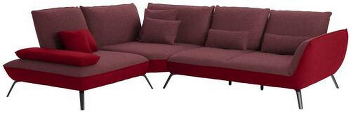 ECKSOFA in Flachgewebe Rot  250/310 cm  - Rot/Schwarz, Design, Textil/Metall (250/310cm) - Moderano