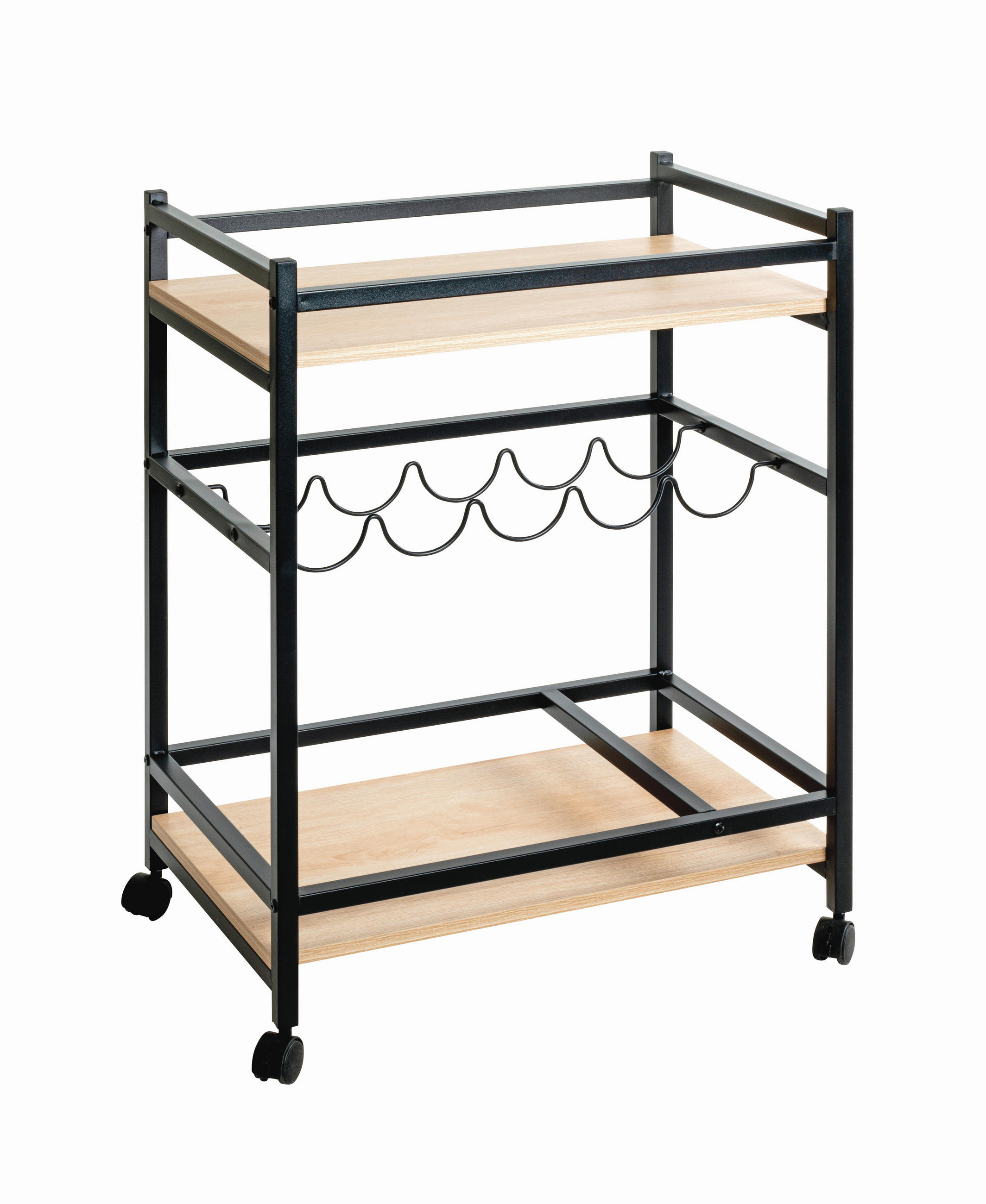 SERVIERWAGEN Schwarz, Eichefarben  - Kaschmir/Eichefarben, Trend, Holzwerkstoff/Kunststoff (60/40/80cm)