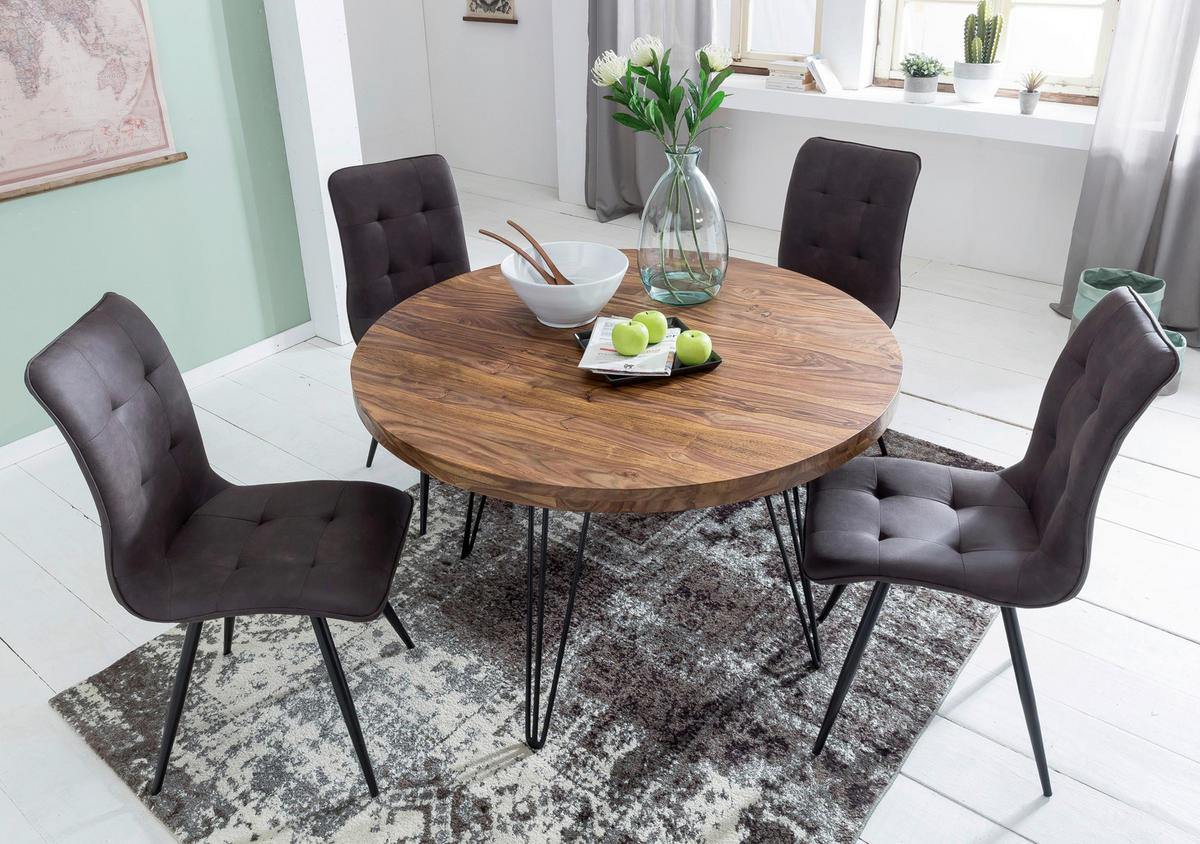 ESSTISCH in Holz  - Sheeshamfarben/Schwarz, Design, Holz/Metall (120/78cm) - MID.YOU