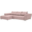 ECKSOFA in Webstoff Rosa  - Silberfarben/Rosa, MODERN, Kunststoff/Textil (218/304cm) - Carryhome