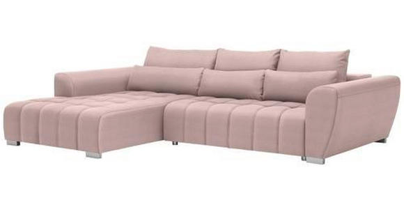 ECKSOFA in Webstoff Rosa  - Silberfarben/Rosa, MODERN, Kunststoff/Textil (218/304cm) - Carryhome