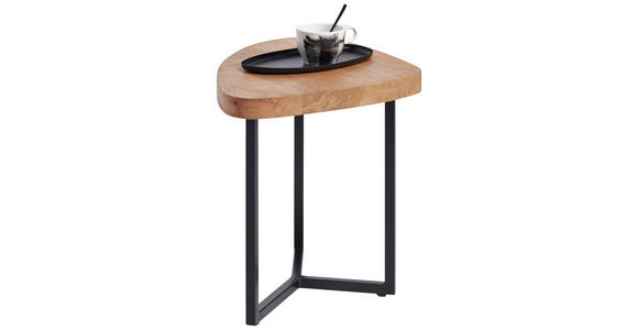 COUCHTISCH in Holz, Metall 48/45/45 cm - Eichefarben/Schwarz, Natur, Holz/Metall (48/45/45cm) - Novel