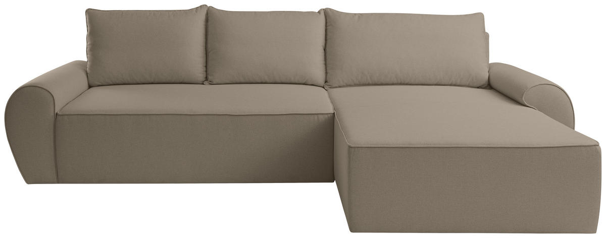 ECKSOFA Flachgewebe Beige  - Beige/Schwarz, Konventionell, Kunststoff/Textil (292/173cm) - Carryhome