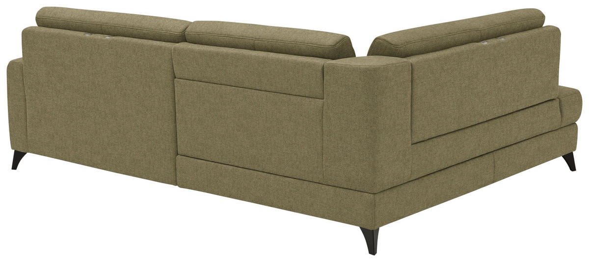 ECKSOFA  Chenille Schilfgrün  - Schilfgrün/Schwarz, Design, Textil/Metall (182/239cm) - Beldomo Comfort