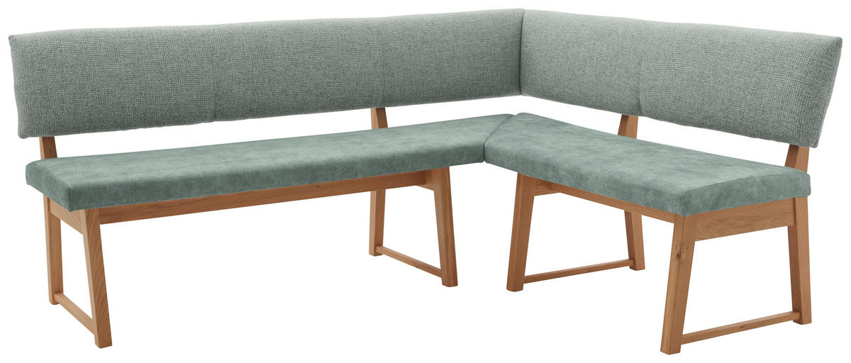 ECKBANK 190/150 cm beflockt, Mikrofaser Mintgrün, Wildeiche Wildeiche massiv Holz   - Wildeiche/Mintgrün, KONVENTIONELL, Holz/Textil (190/150cm) - Valnatura