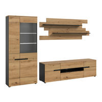 WOHNWAND 5-teilig  in Eiche Artisan  280/190/44 cm  - Schwarz/Eiche Artisan, Design, Holzwerkstoff/Kunststoff (280/190/44cm) - Livetastic
