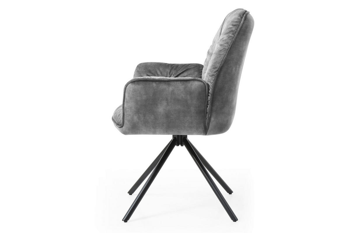 ARMLEHNSTUHL  in Samt, Velours  - Schwarz/Grau, MODERN, Textil/Metall (61/90/59cm) - Livetastic