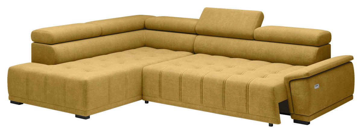 HÖRNSOFFA i chenille, vävt tyg senapsgul  - svart/senapsgul, Modern, textil/plast (206/283cm) - MID.YOU