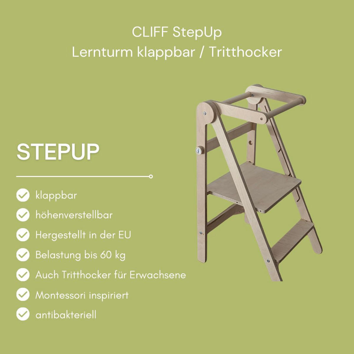 LERNTURM  - Birkefarben, Basics, Holz (44/55/85cm) - CLIFF