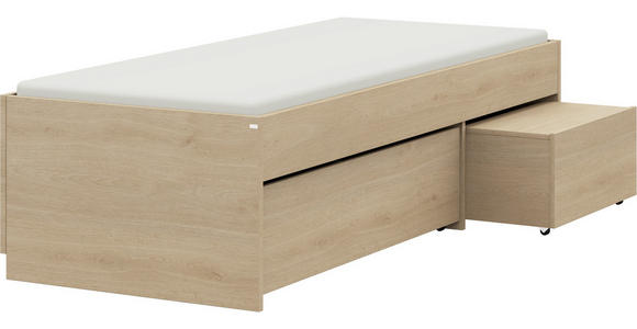 STAURAUMBETT 90/200 cm  in Eichefarben  - Eichefarben, Design, Holzwerkstoff (90/200cm) - Cantus