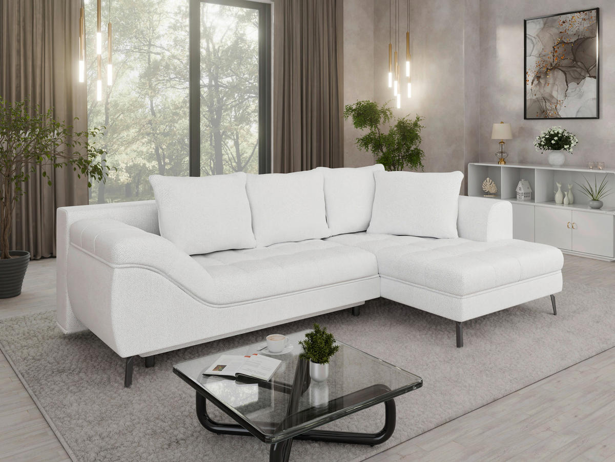 Ecksofa inkl. Funktionen in Webstoff Beige  - Beige/Schwarz, Modern, Textil/Metall (276/177cm)