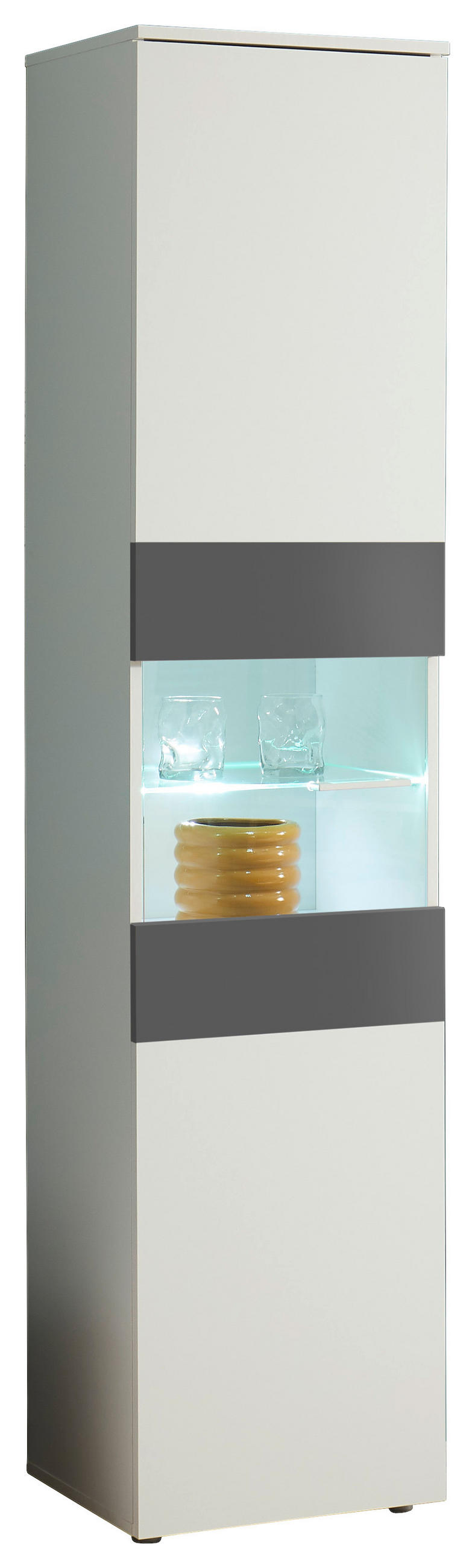 VITRINE  in Graphitfarben, Weiß  - Alufarben/Graphitfarben, MODERN, Glas/Holzwerkstoff (45/195/37cm) - Carryhome