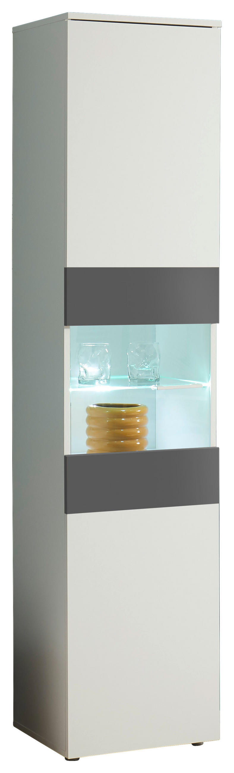 VITRINA 45/195/37 cm   - bijela/boje grafita, Moderno, staklo/drvni materijal (45/195/37cm)