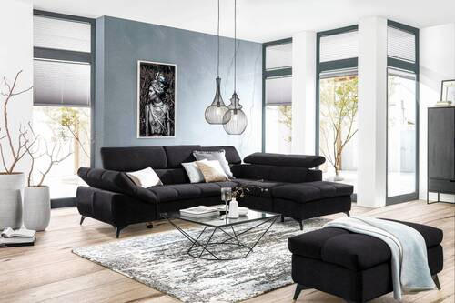 ECKSOFA in Mikrofaser Schwarz  279/210 cm  - Schwarz, Design, Kunststoff/Textil (279/210cm) - Stylife
