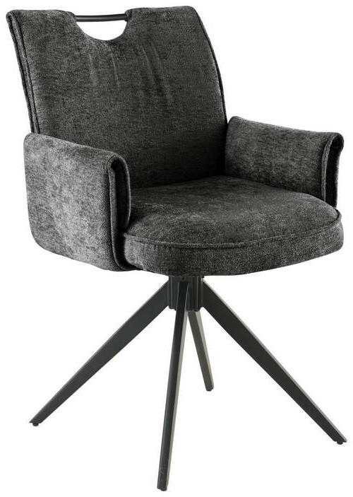 ARMLEHNSTUHL  in Eisen Chenille  - Dunkelgrau/Schwarz, LIFESTYLE, Holz/Textil (64/90/63cm) - MID.YOU