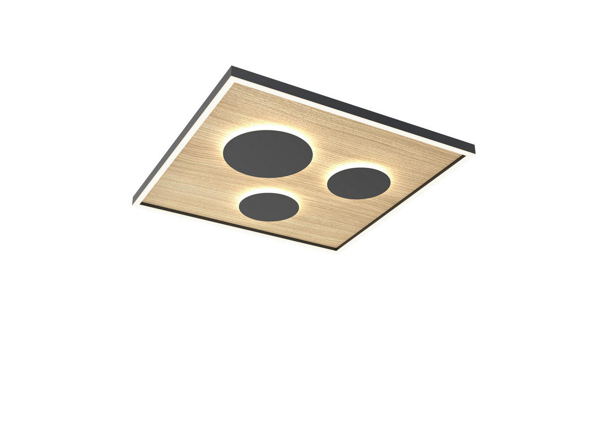 Plafonieră Cu Led    60/60/6,5 cm  - culoare lemn arin/negru, Natur, plastic/lemn (60/60/6,5cm) - Wofi