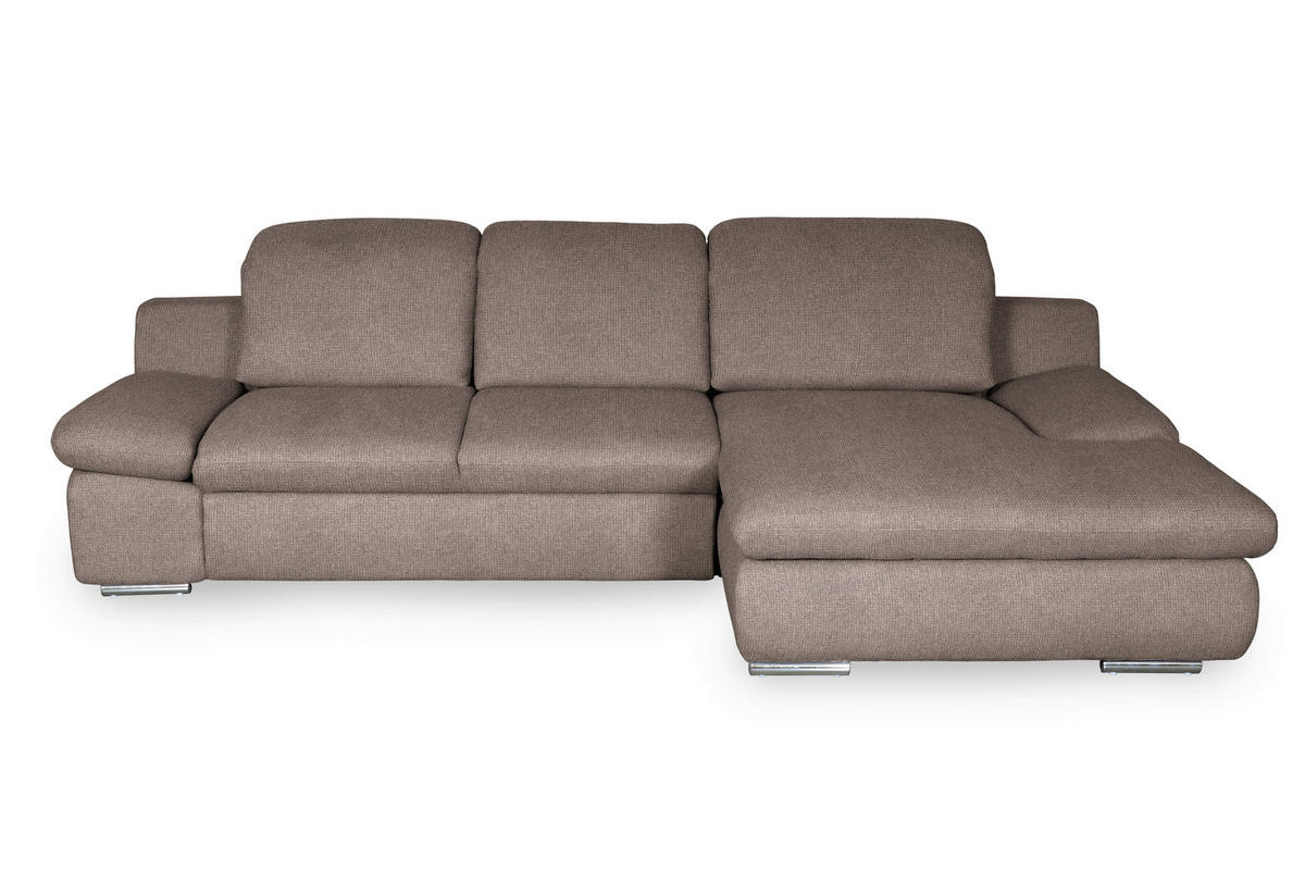 ECKSOFA in Chenille Taupe  286/165 cm  - Taupe/Chromfarben, Design, Textil/Metall (286/165cm) - Livetastic