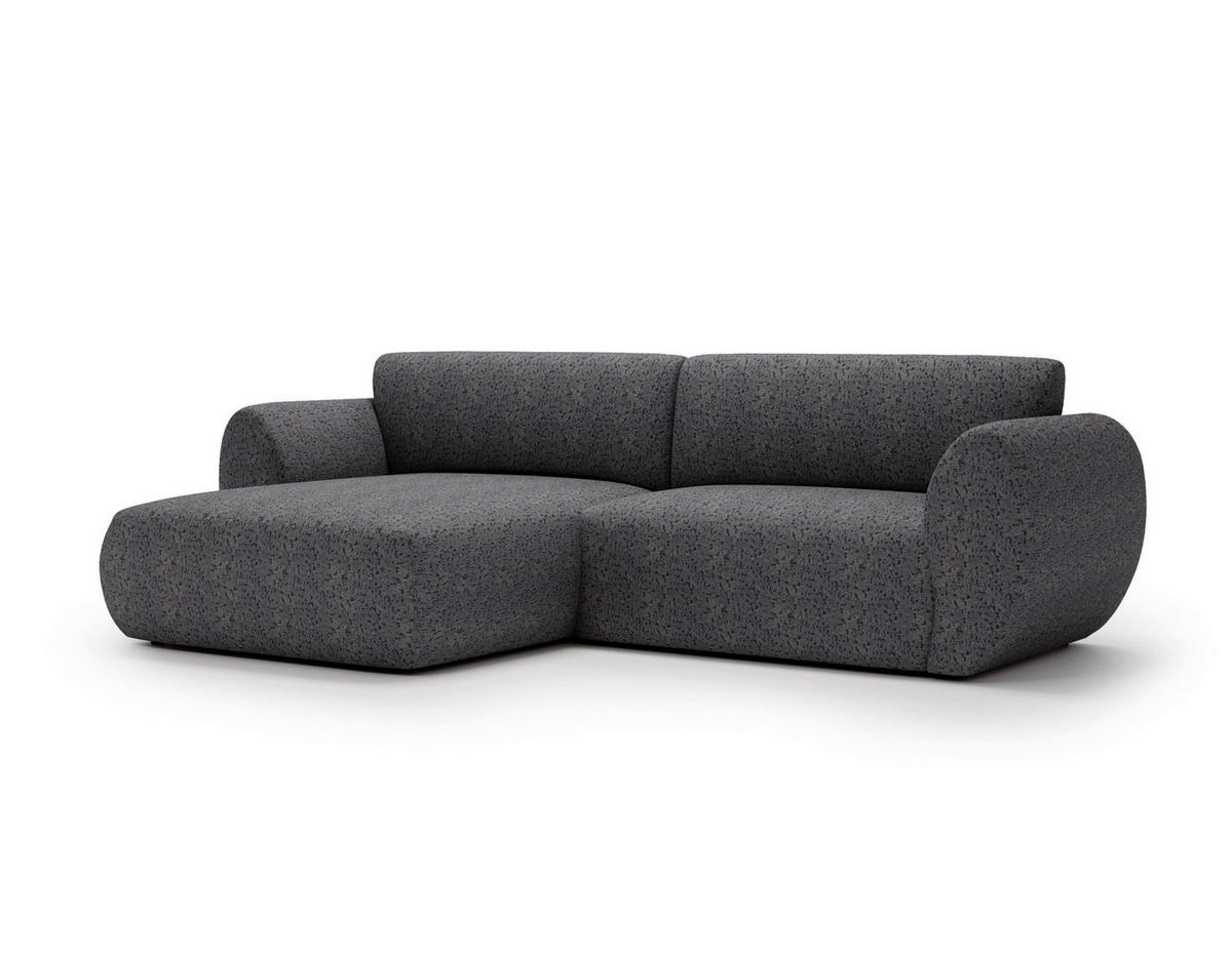 ECKSOFA SOLIS in Chenille Grau  170/288 cm  - Schwarz/Grau, Design, Kunststoff/Textil (170/288cm) - Livetastic