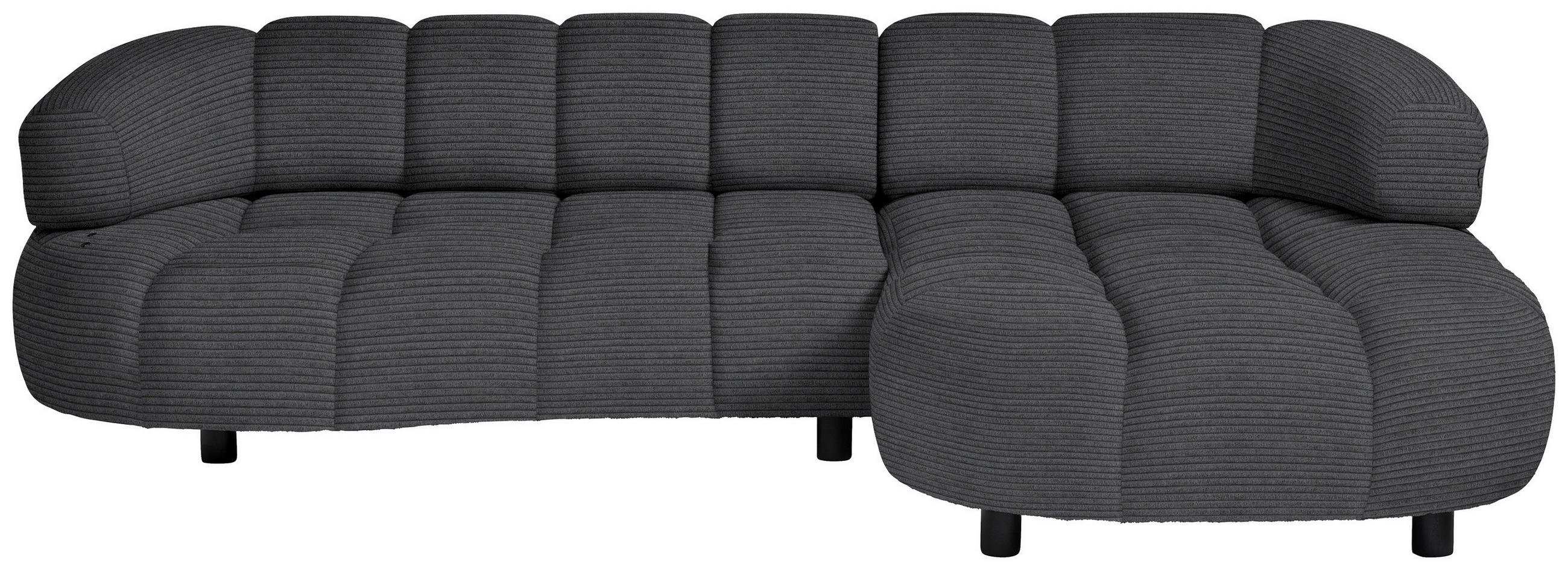 ECKSOFA in Cord, Velours Anthrazit  - Anthrazit/Schwarz, Design, Holz/Textil (284/183cm) - Welnova