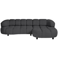 ECKSOFA in Cord, Velours Anthrazit  - Anthrazit/Schwarz, Design, Holz/Textil (284/183cm) - Welnova