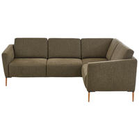 ECKSOFA Olivgrün Flachgewebe  - Eichefarben/Olivgrün, Design, Holz/Textil (238/186cm) - Valnatura