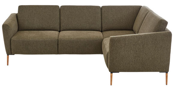 ECKSOFA  in Flachgewebe Olivgrün  238/186 cm  - Eichefarben/Olivgrün, Design, Holz/Textil (238/186cm) - Valnatura