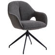 ARMLEHNSTUHL  Sitzfläche 360° drehbar, automatische Rückholfunktion Leinenoptik  Anthrazit, Schwarz  - Anthrazit/Schwarz, Design, Textil/Metall (62/85/64cm) - Novel